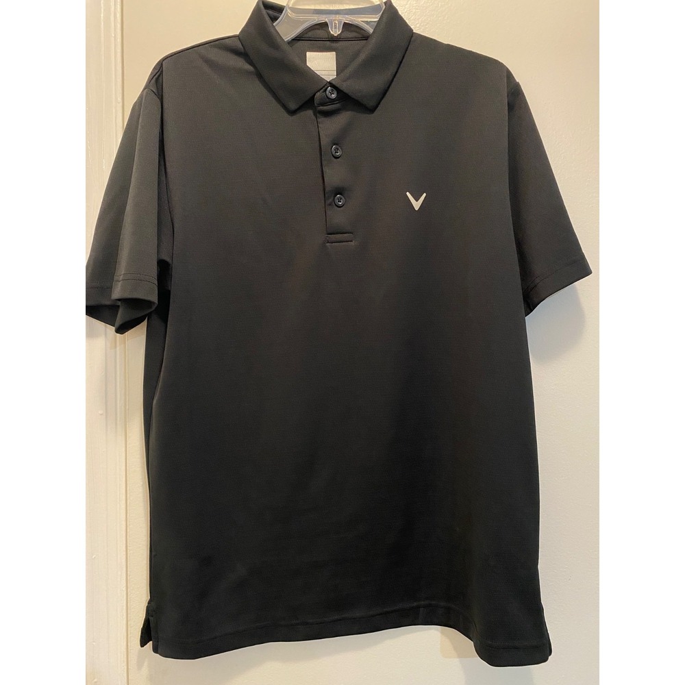 Callaway Opti Dri Polo Shirt Mens M Golf Performance Stretch black minimal logos